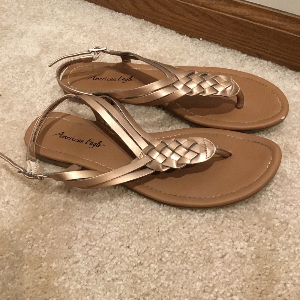 American Eagle Gold Braided Sandals - Picture 5 of 9
